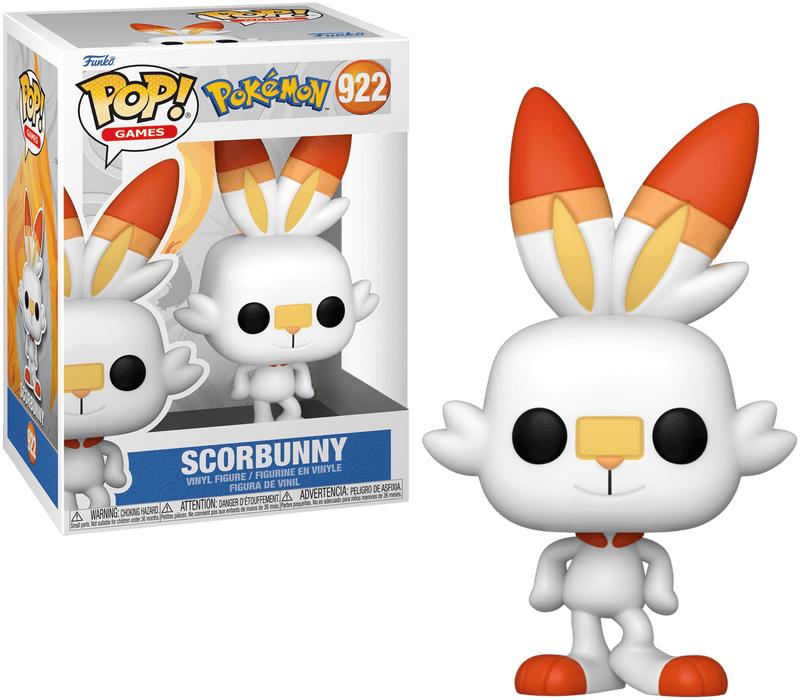 A Funko Pop! Games Pokémon vinyl figure of Scorbunny #922.