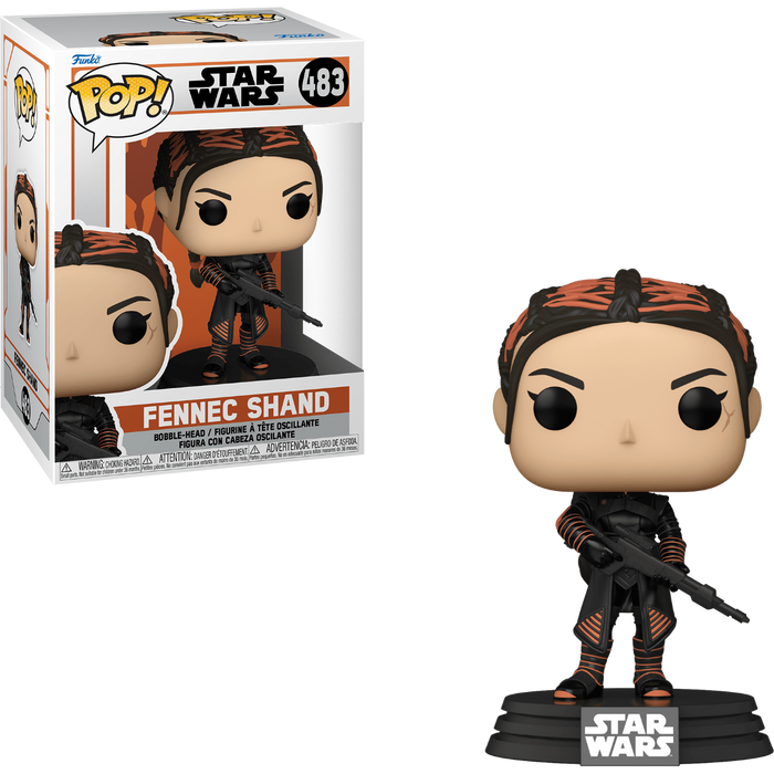 A Funko Pop! figure of Fennec Shand from Star Wars The Mandalorian, number 483 in the collection.