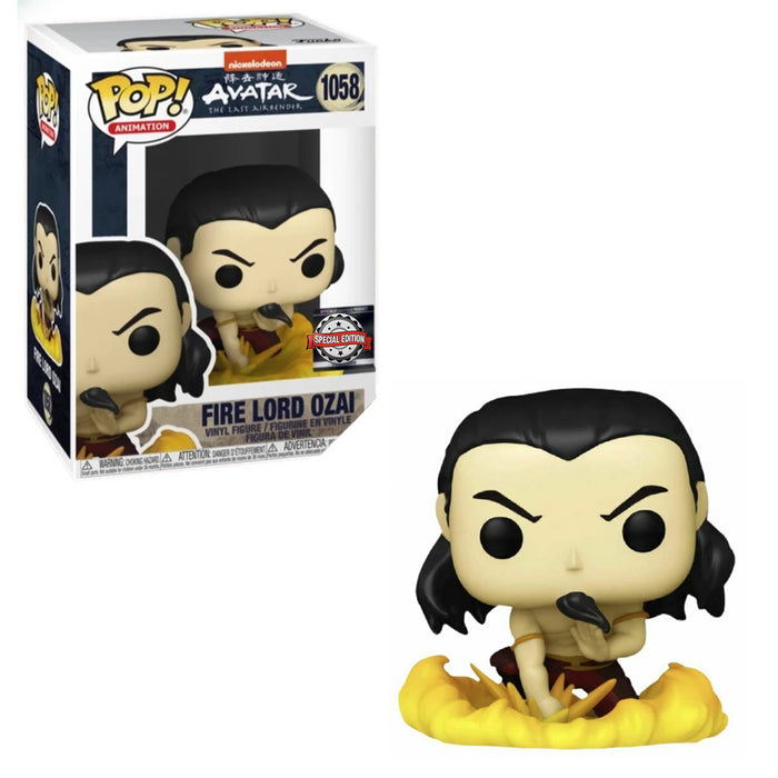 A Funko Pop! figure of Fire Lord Ozai from Avatar: The Last Airbender, special edition with a sticker.