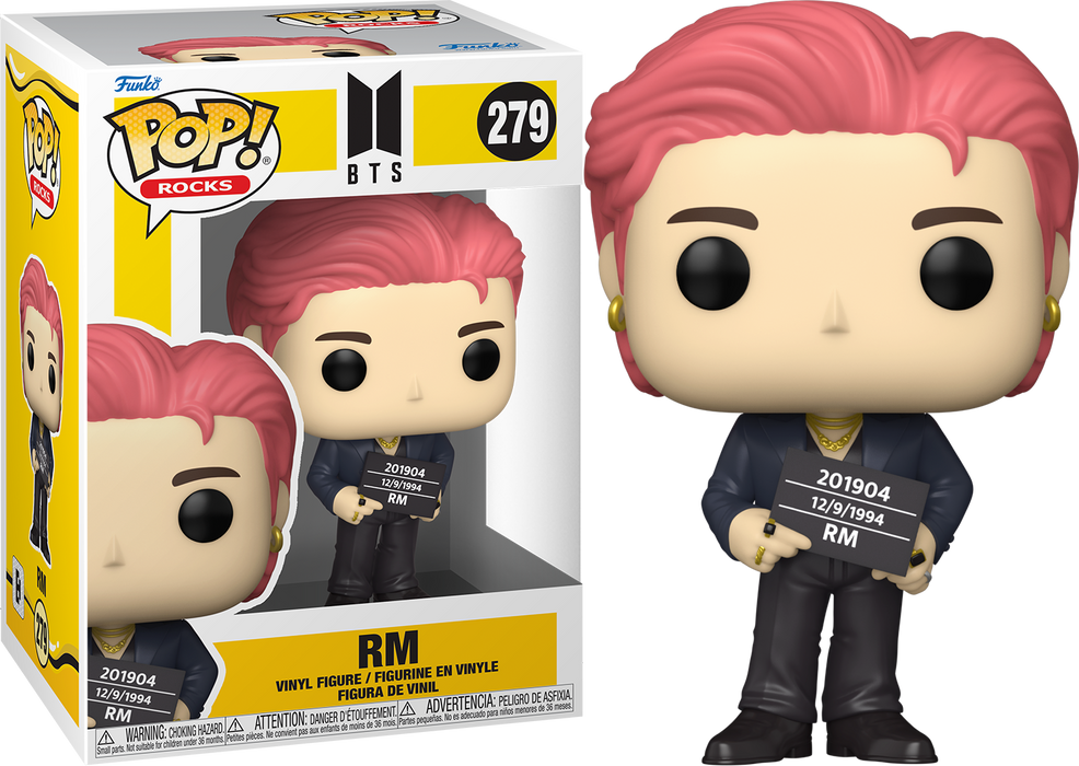 Funko Pop! Rocks BTS vinyl figure, number 279 in the collection.