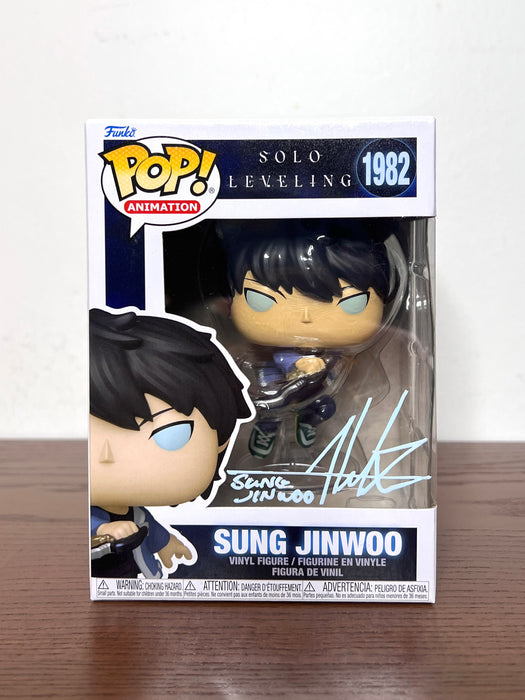 JSA Certified Aleks Le Signed Solo Leveling Sung Jinwoo Funko Pop! Vinyl Figure #1982 With Protector