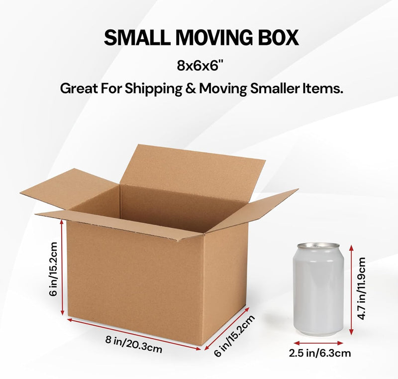 R&R Corrugated Shipping Boxes 8" x 6" x 6" (25 Pack)
