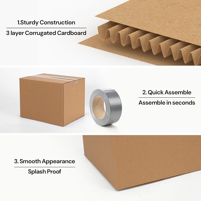 R&R Corrugated Shipping Boxes 8" x 6" x 6" (25 Pack)