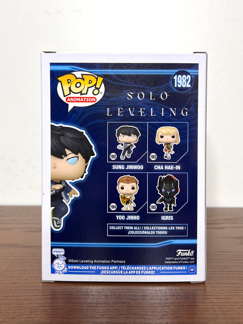 Solo Leveling Sung Jinwoo #1982 Funko Pop Signed and Quoted by Aleks Le PSA