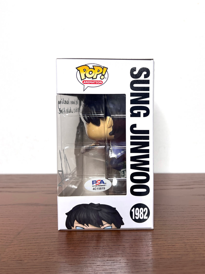 Solo Leveling Sung Jinwoo #1982 Funko Pop Signed and Quoted by Aleks Le PSA
