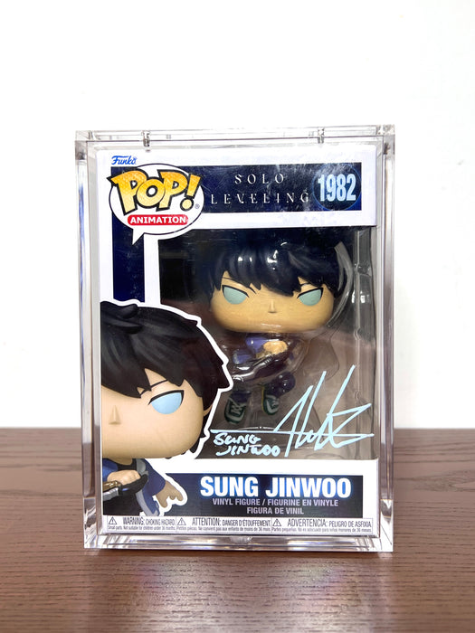 JSA Certified Aleks Le Signed Solo Leveling Sung Jinwoo Funko Pop! Vinyl Figure #1982 With Protector