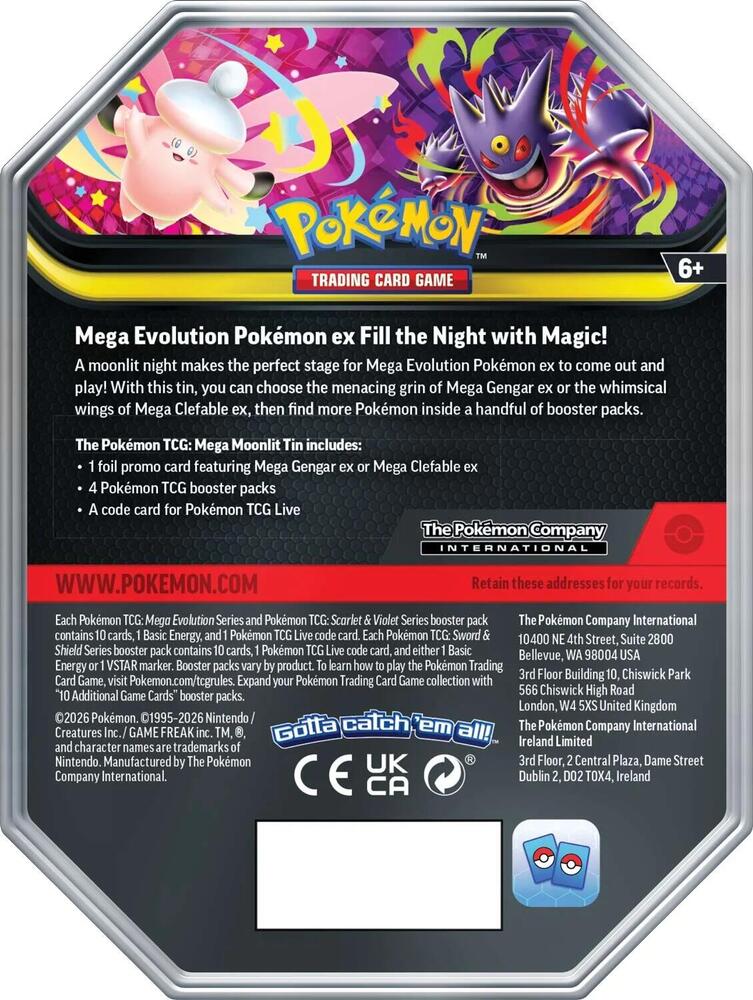 Pokemon Promo Sealed Mega Moonlit Tin: Mega Gengar Ex