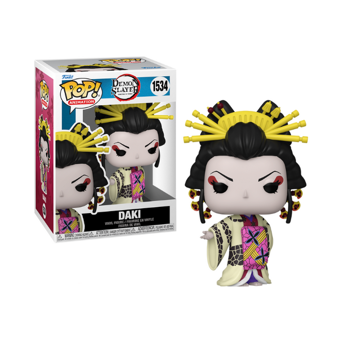 A Funko Pop! vinyl figure of Daki from the animation Demon Slayer, displayed with its packaging.