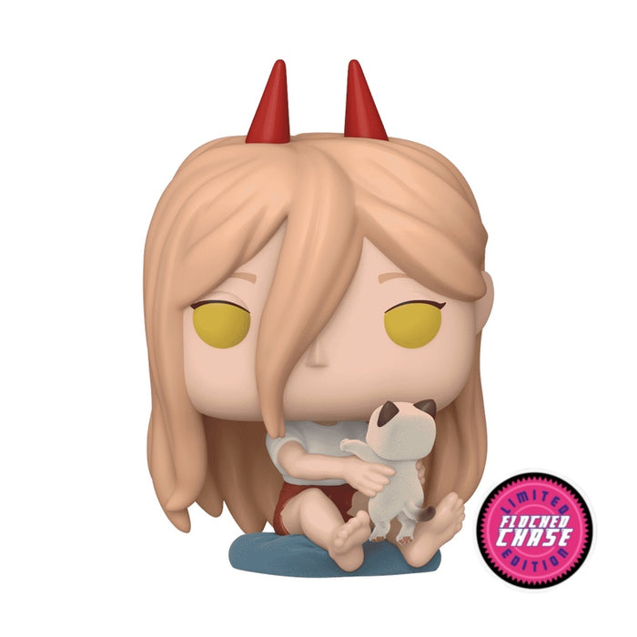 Chainsaw Man Power with Meowy #1766 Flocked CHASE Chalice Collectibles Exclusive Funko Pop! Figure