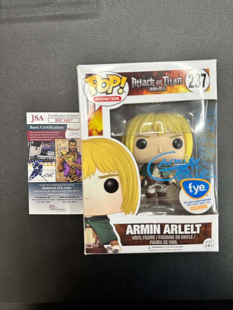 ***Signed***Armin Arlelt #237 FYE Exclusive Funko Pop! Animation Attack On Titan