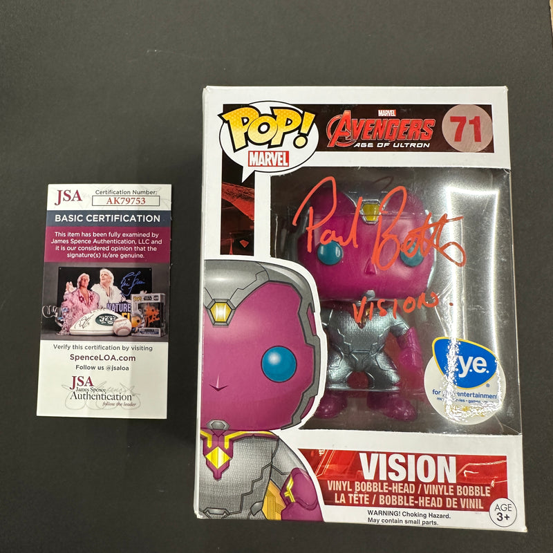 ****Signed**** by PAUL BETTANY Vision (Metallic) #71 FYE Exclusive Funko Pop! Marvel Studios Avengers Age of Ultron