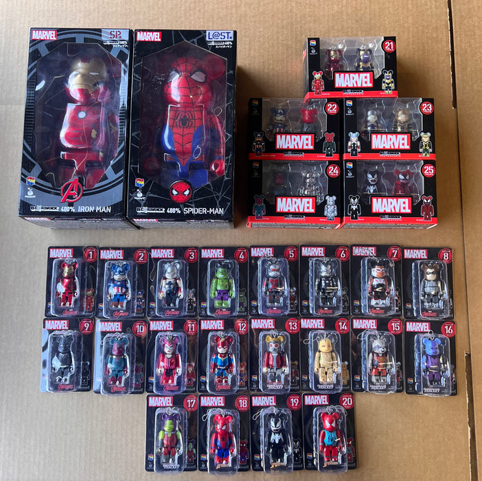 2021 BE@RBRICK Marvel Happy Lottery Award All 27  full complete Set JP