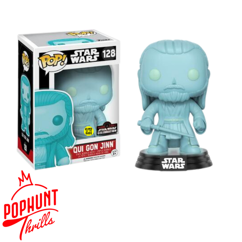 Qui Gon Jinn #128 Orlando 2017 Star Wars Celebration Exclusive Glow In The Dark Funko Pop! Star Wars