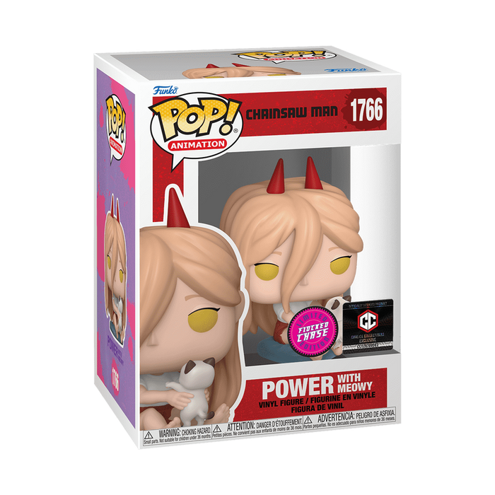 Chainsaw Man Power with Meowy #1766 Flocked CHASE Chalice Collectibles Exclusive Funko Pop! Figure