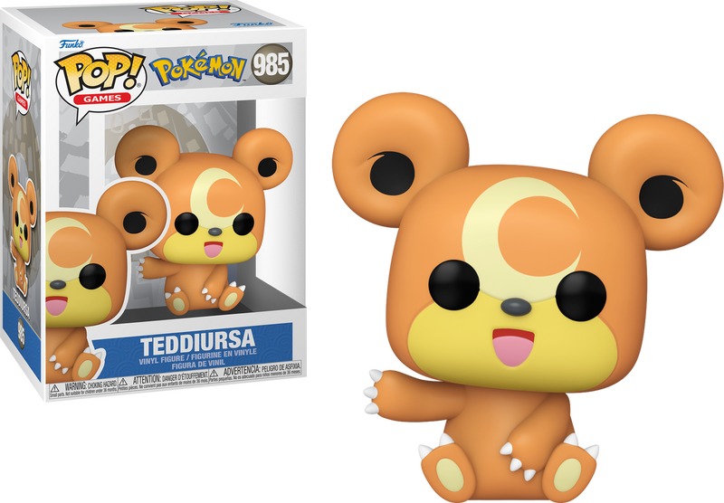 Funko Pop! Games Pokémon Teddiursa #985, a collectible figure of the Pokémon Teddiursa.