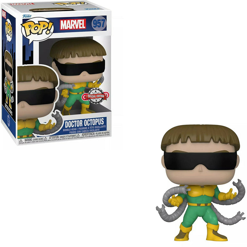 A Funko Pop! figure of Doctor Octopus, from Marvel's Spider-Man, with a special edition sticker.