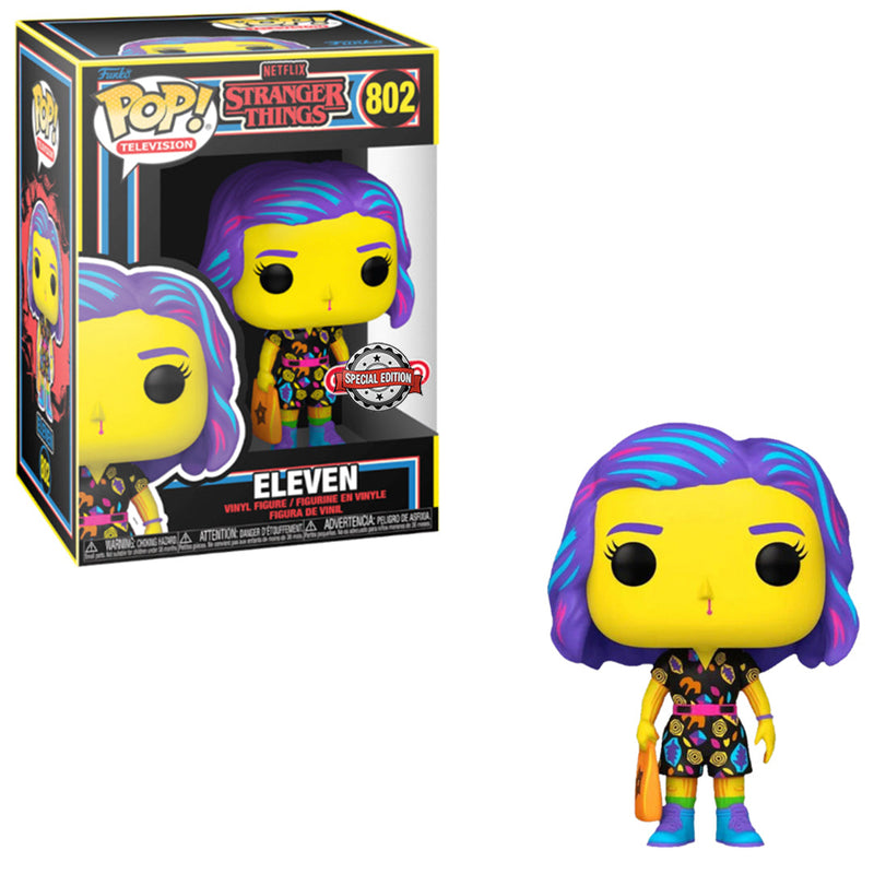 A Funko Pop! Television Stranger Things figure of Eleven, #802 Special Edition Sticker.