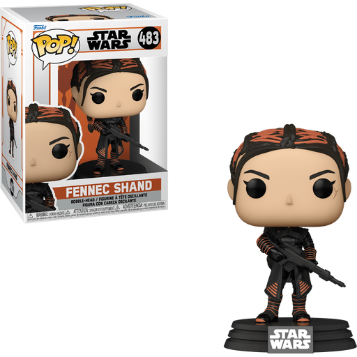 A Funko Pop! figure of Fennec Shand from Star Wars The Mandalorian, number 483 in the collection.