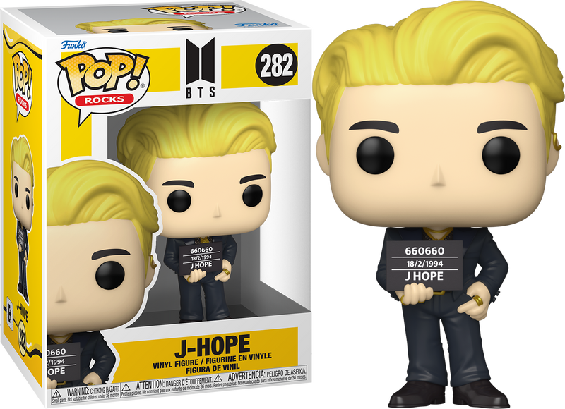 A Funko Pop! figure of J-Hope from BTS, number 282 from the Rocks series, specifically from the Butter era.