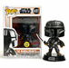 A glow-in-the-dark Funko Pop! figure of The Mandalorian holding the Darksaber.