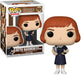 A Funko Pop! figure of Beth Harmon holding trophies from The Queen's Gambit television series.